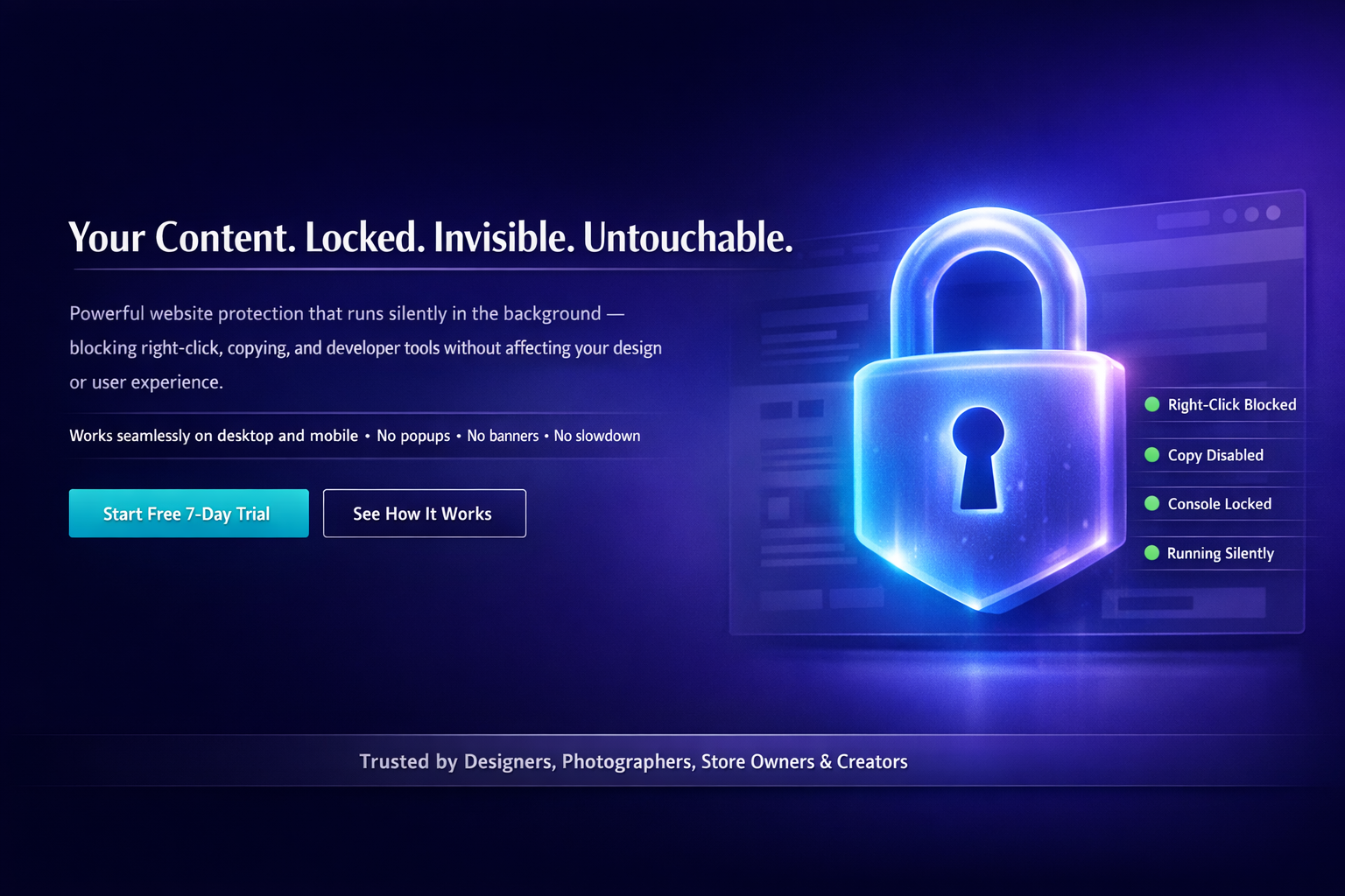 Security configuration for right-click protection
