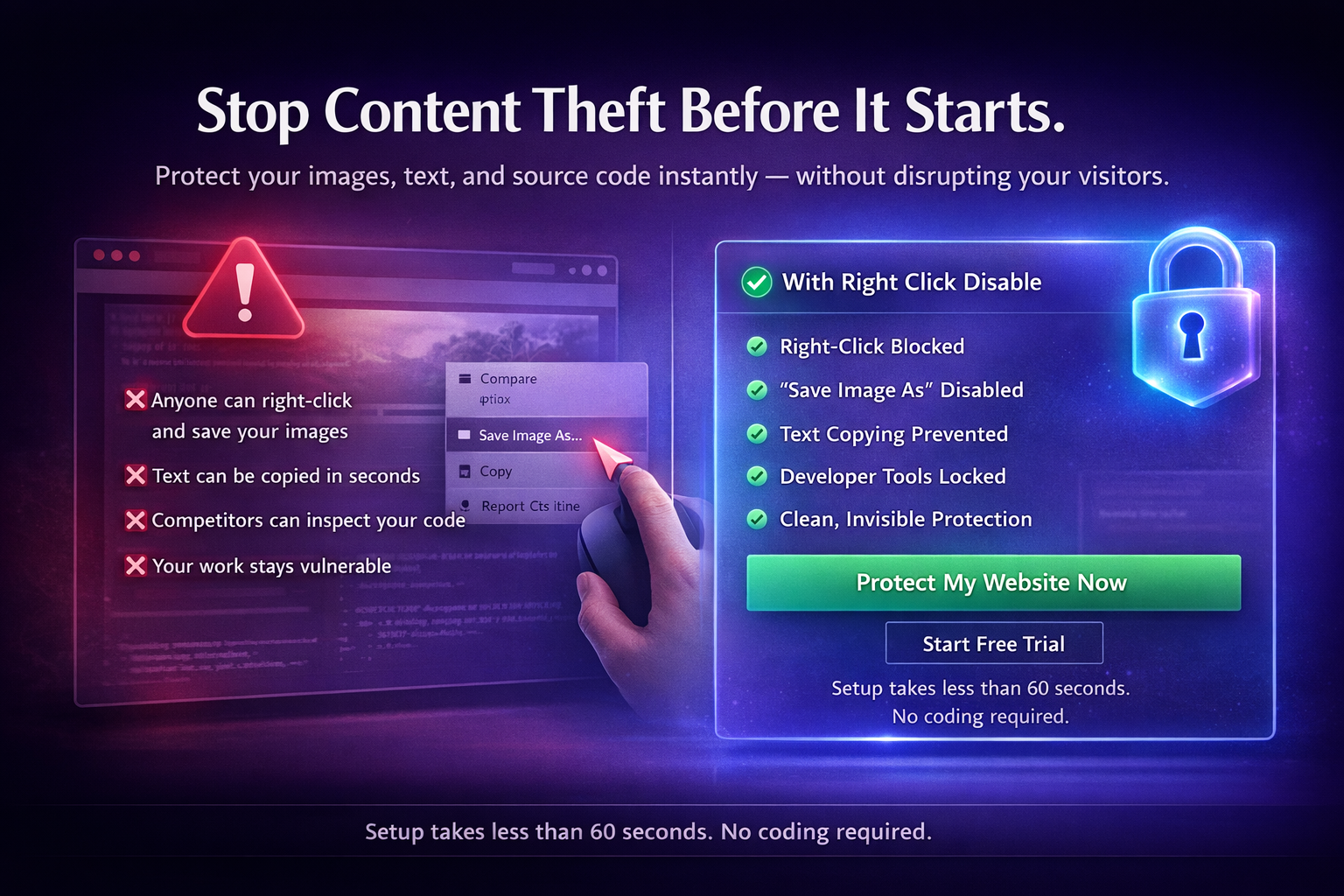 Text selection and copying protection settings