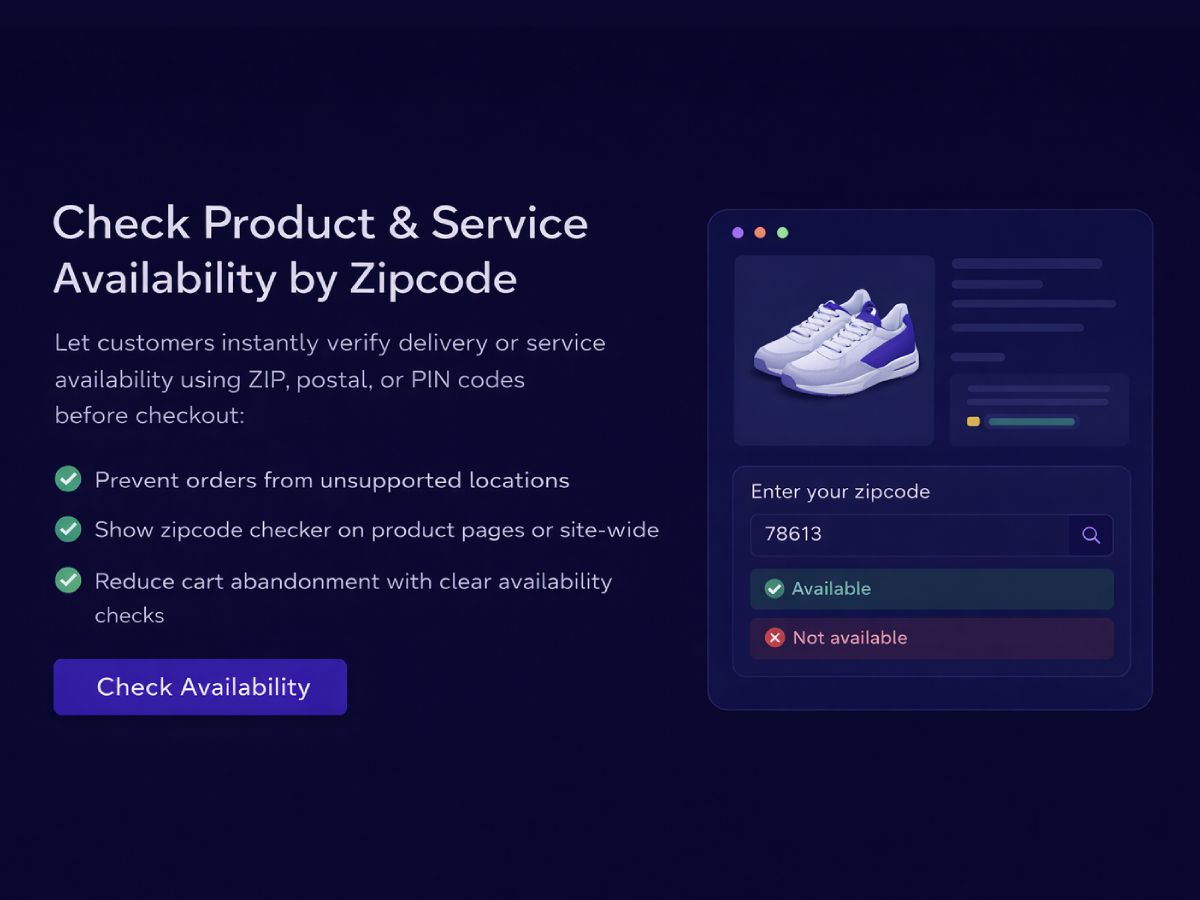 Zip Code Checker dashboard showing delivery availability management