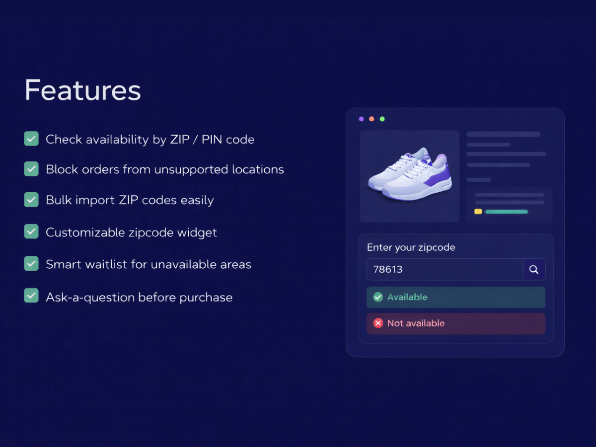 Zip code list management panel with add and edit options